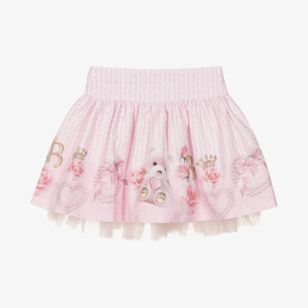 Balloon Chic-Girls Pink Cotton Teddy Bear Skirt | Childrensalon Outlet