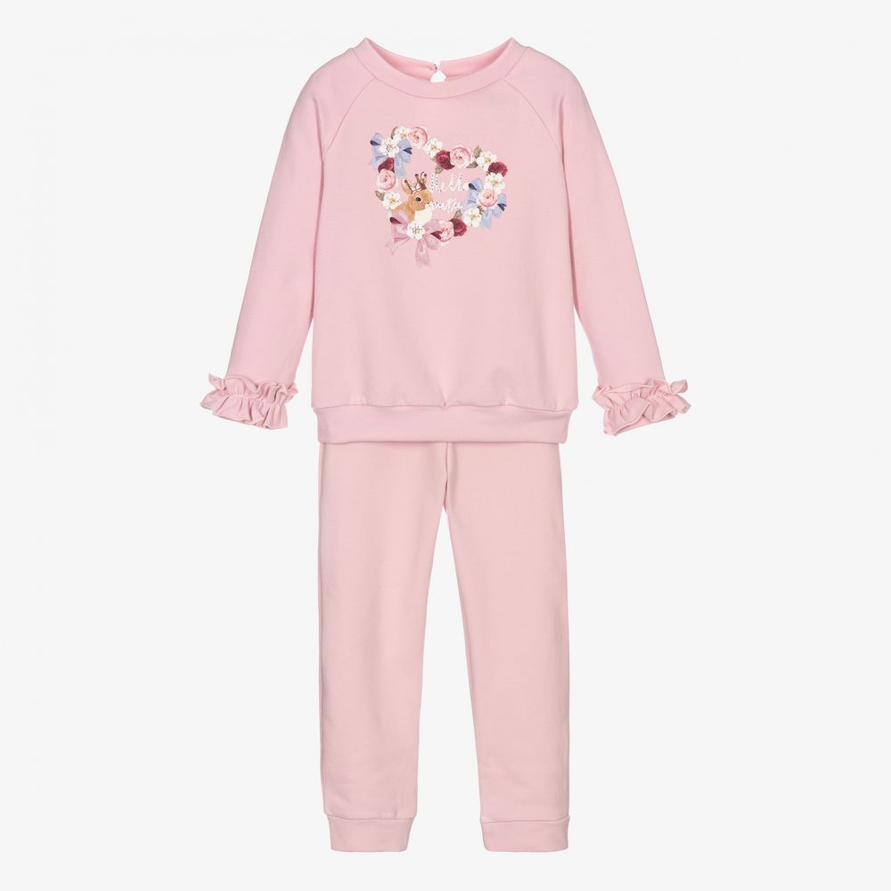 Balloon Chic-Розовый спортивный костюм из хлопка для девочек | Childrensalon Outlet