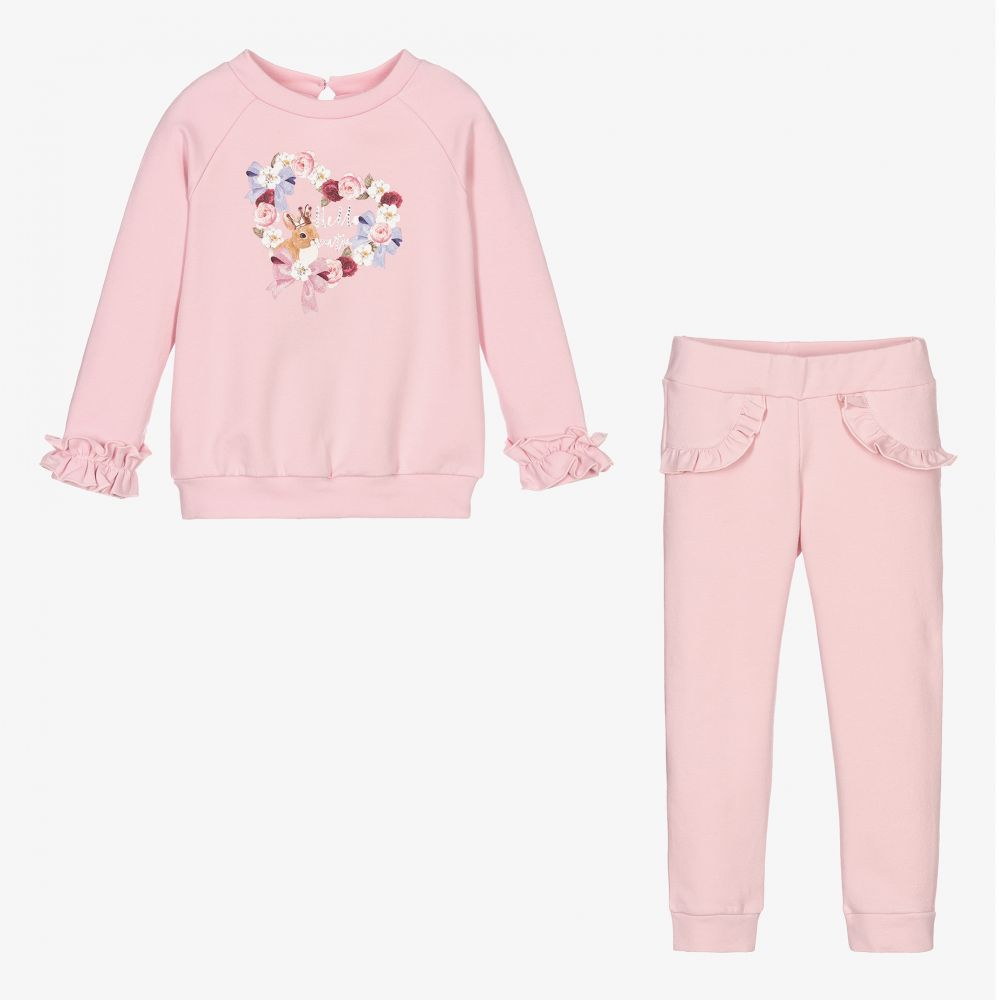 Balloon Chic-Girls Pink Cotton Tracksuit | Childrensalon Outlet