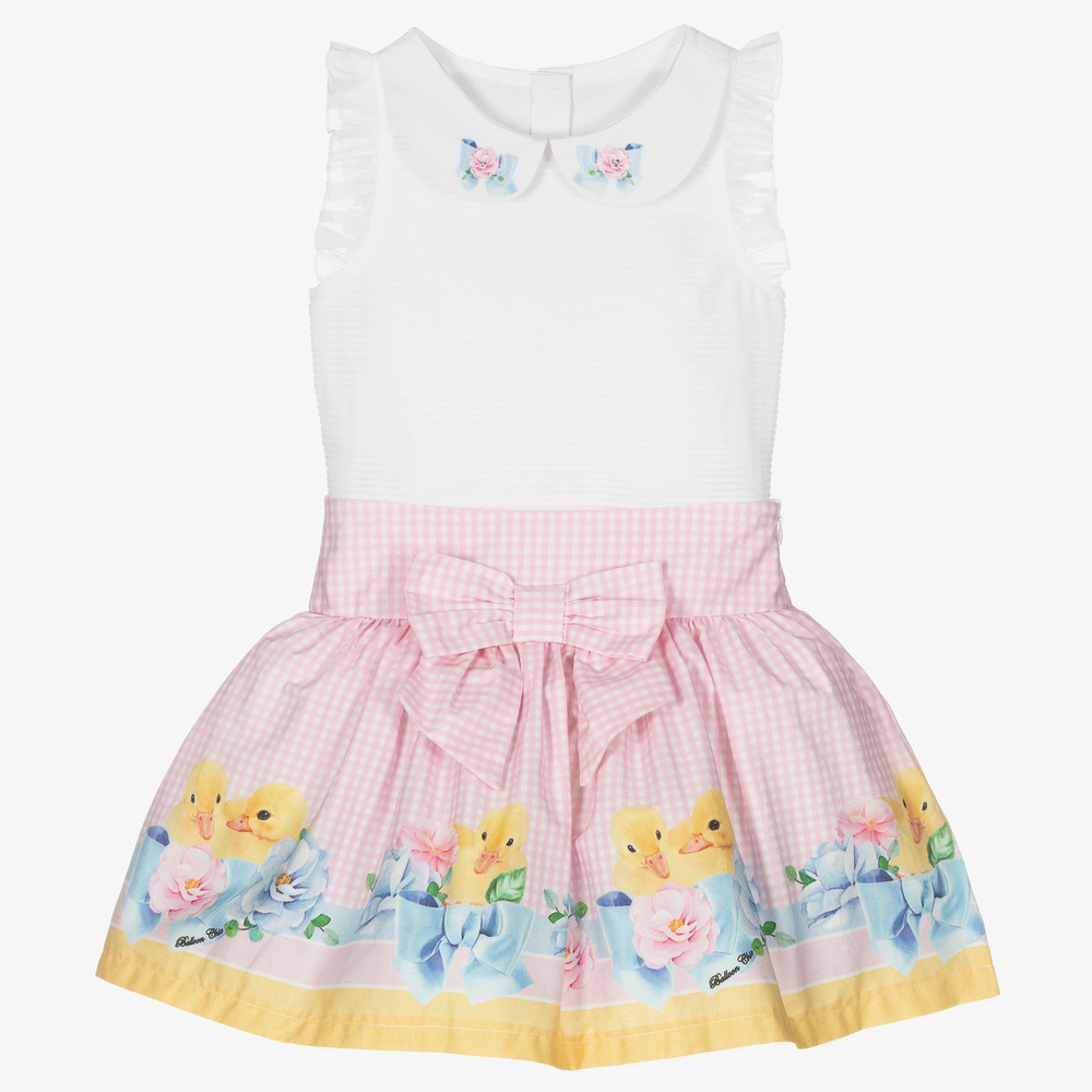 Balloon Chic - Girls Pink Duckling Skirt Set | Childrensalon