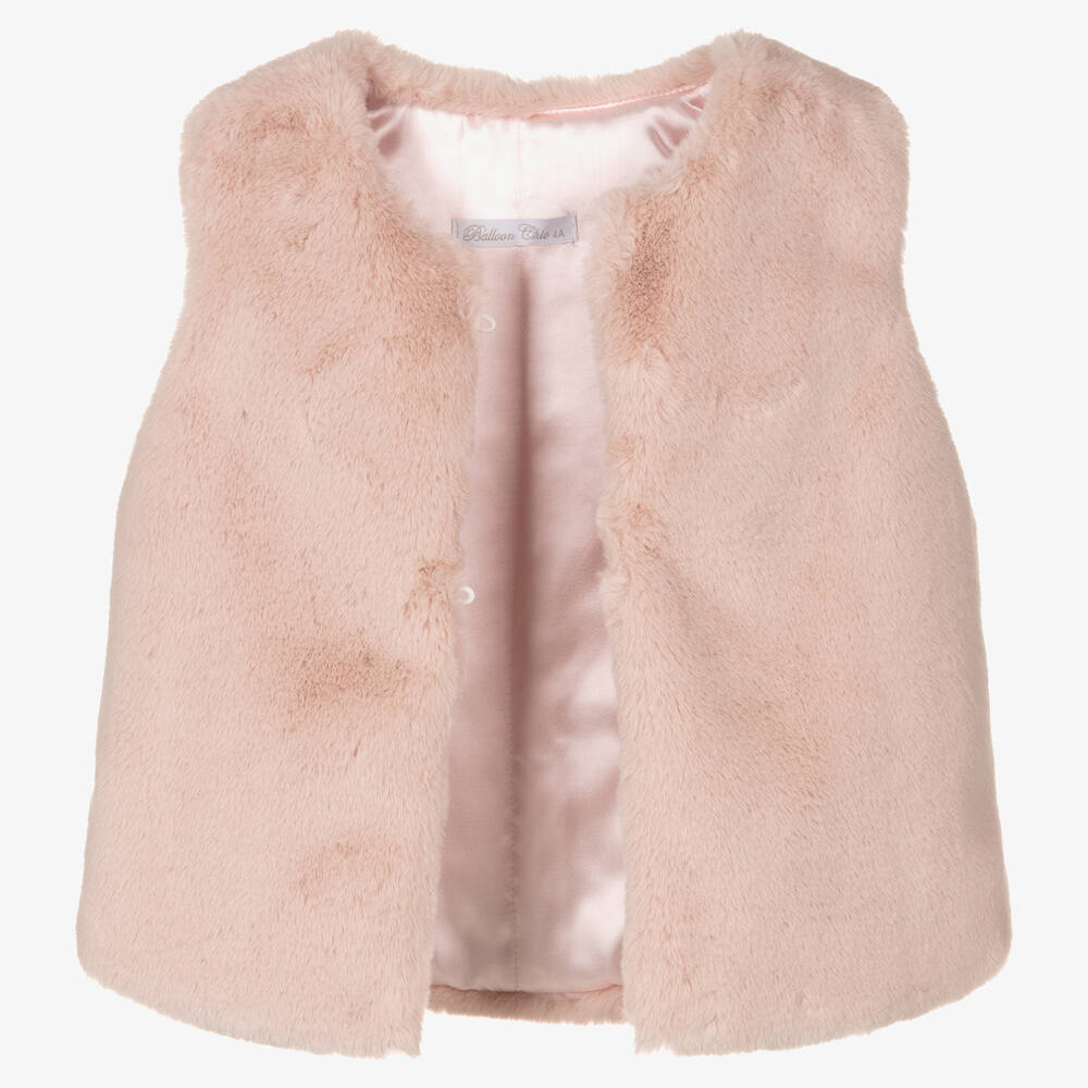 Balloon Chic-Girls Pink Faux Fur Gilet | Childrensalon Outlet