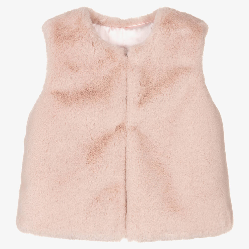 Balloon Chic - Girls Pink Faux Fur Gilet | Childrensalon