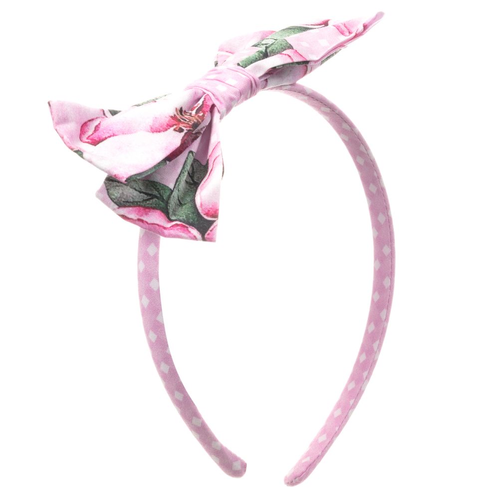 Balloon Chic - Girls Pink Floral Bow Hairband | Childrensalon