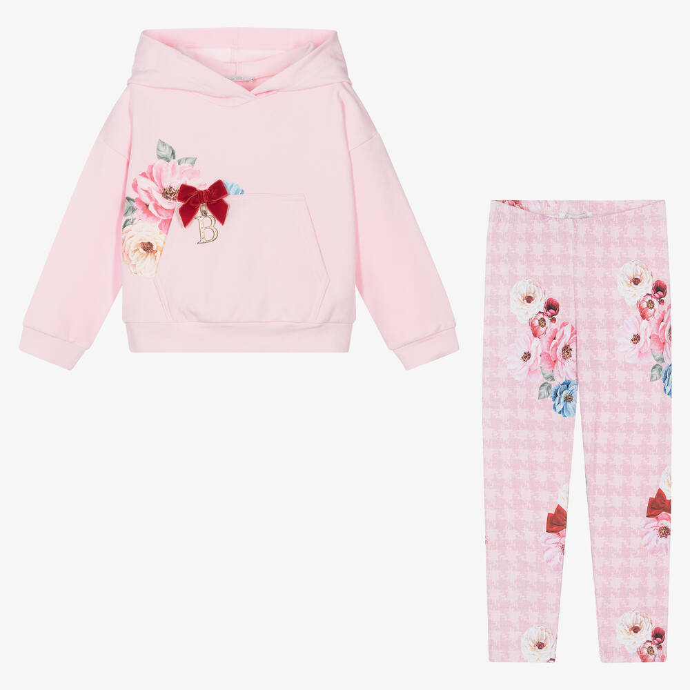 Balloon Chic-Girls Pink Floral Hoodie & Leggings Set | Childrensalon Outlet