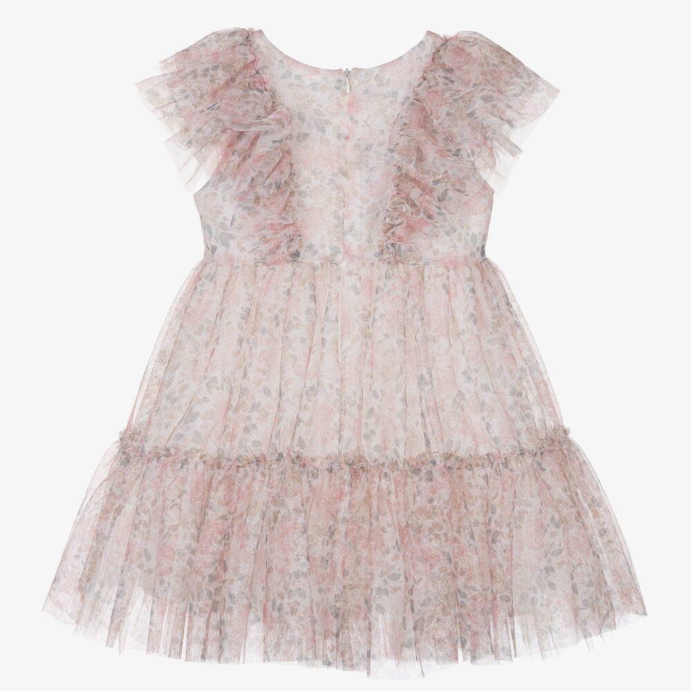 Balloon Chic-Girls Pink Floral Tulle Sparkle Dress | Childrensalon Outlet