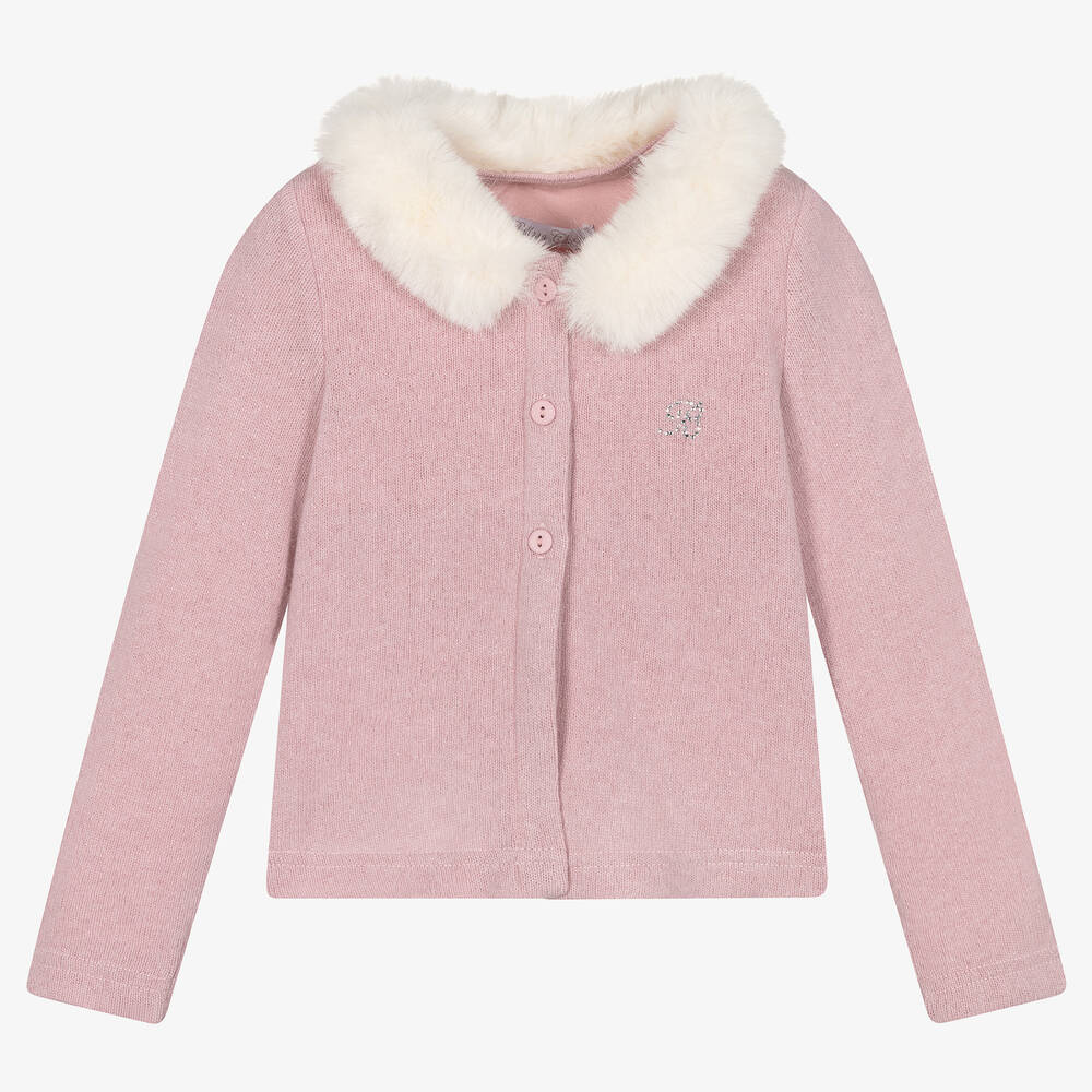 Balloon Chic - Girls Pink Knitted Cardigan | Childrensalon