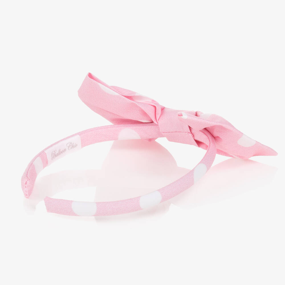 Balloon Chic-Розовый ободок с бантом в горох | Childrensalon Outlet