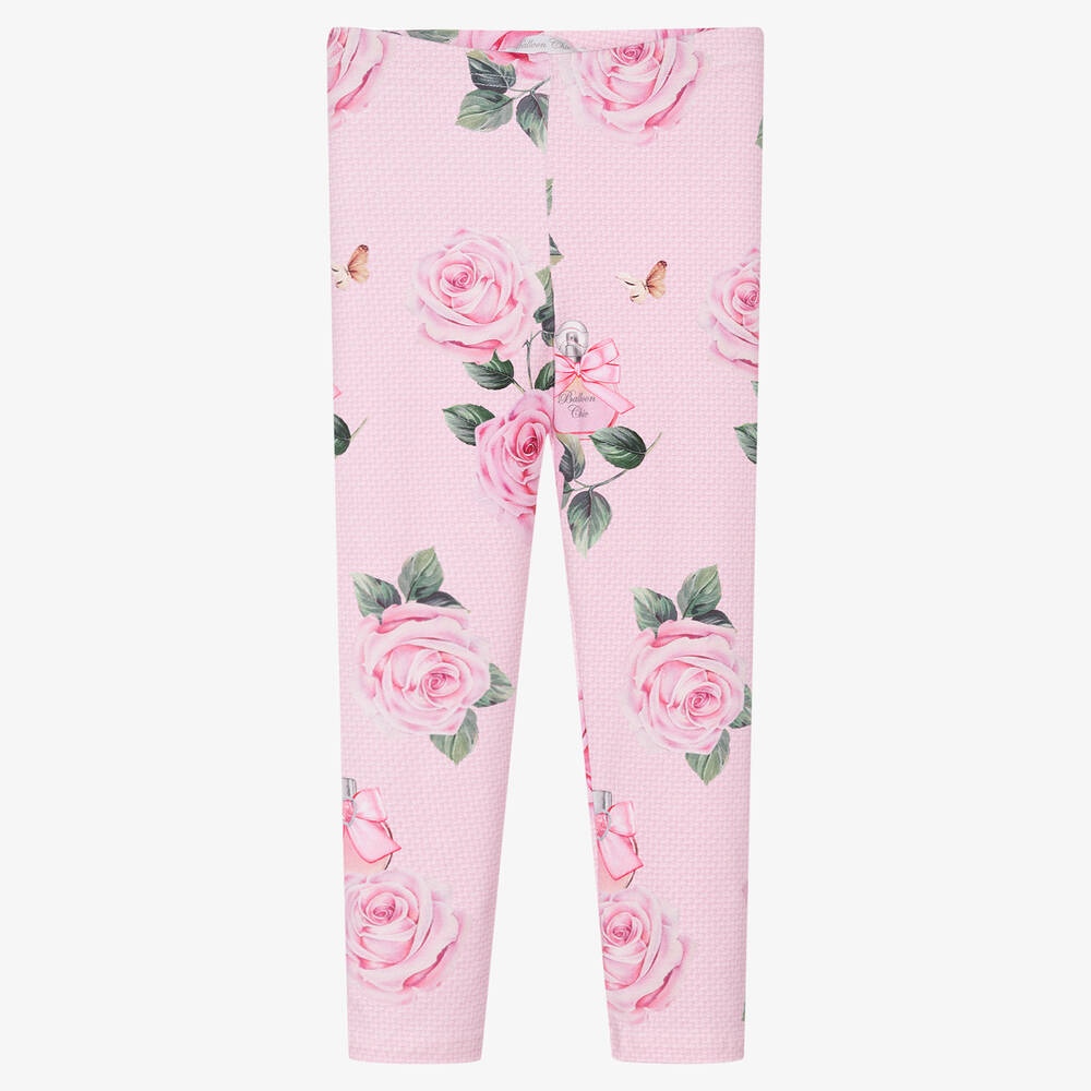 Balloon Chic - Girls Pink Rose Leggings | Childrensalon