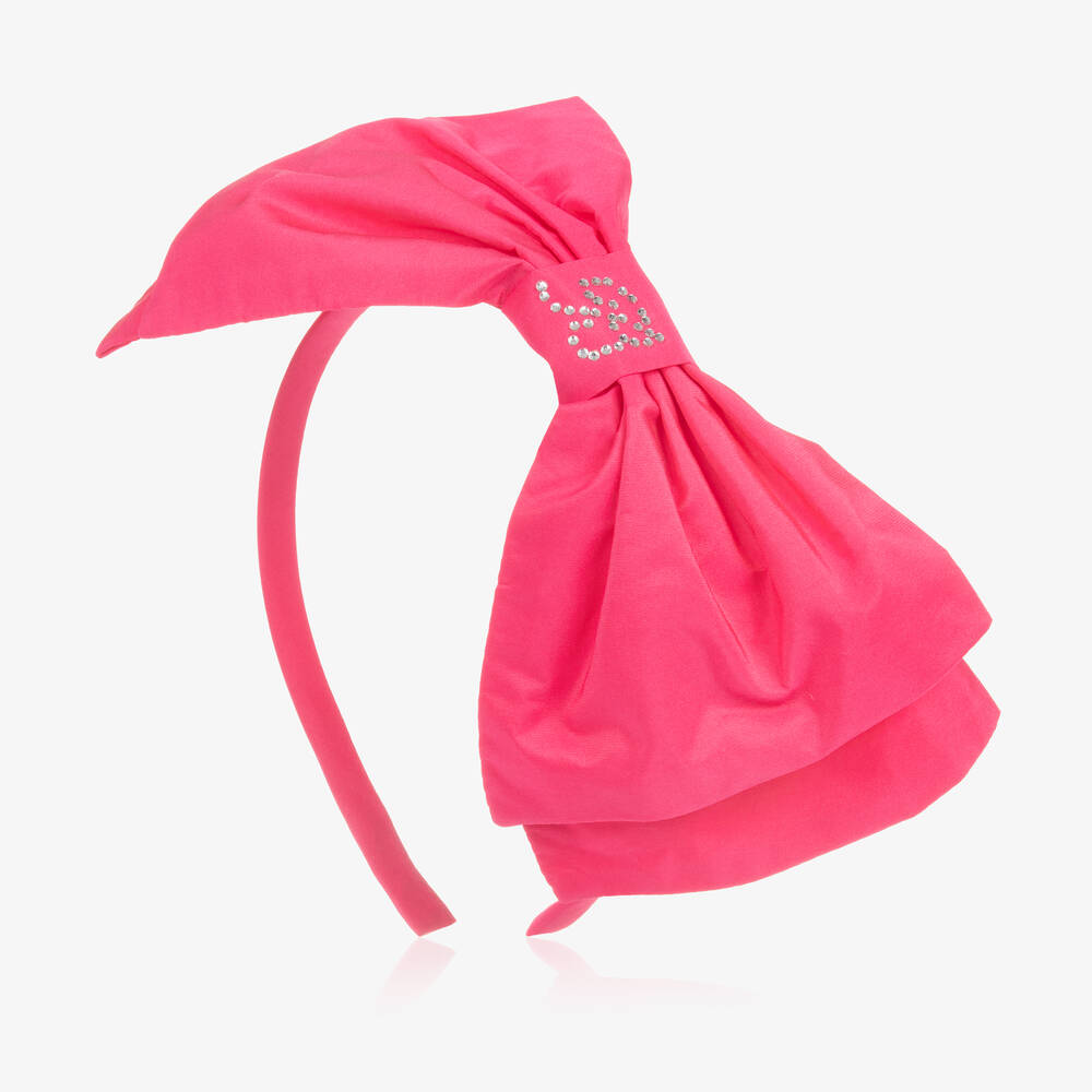 Balloon Chic-Girls Pink Satin Bow Hairband | Childrensalon Outlet
