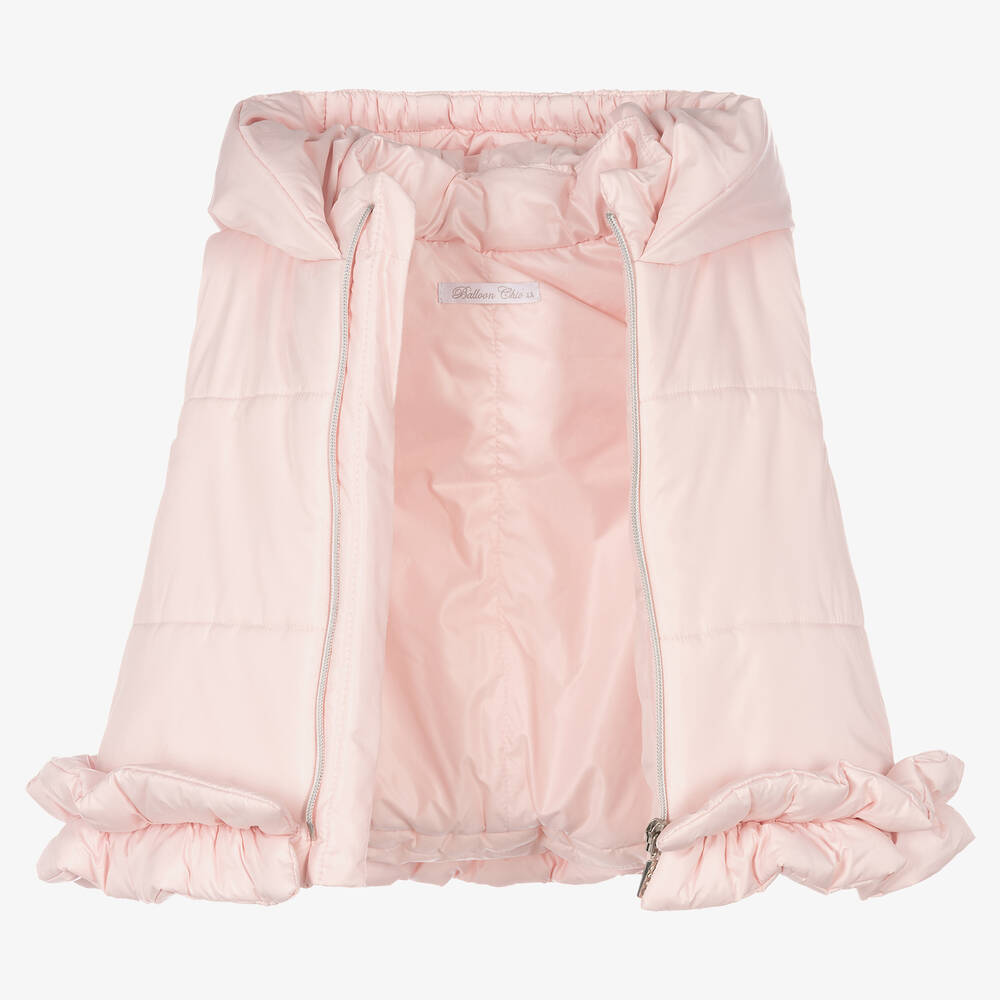 Balloon Chic-Girls Pink Satin Puffer Gilet | Childrensalon Outlet