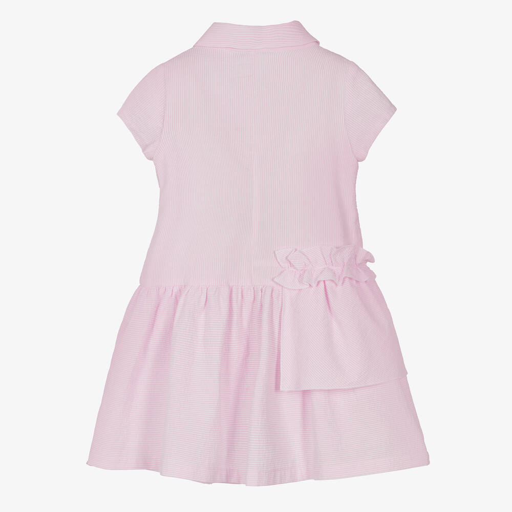 Balloon Chic-Girls Pink Striped Seersucker Dress | Childrensalon Outlet