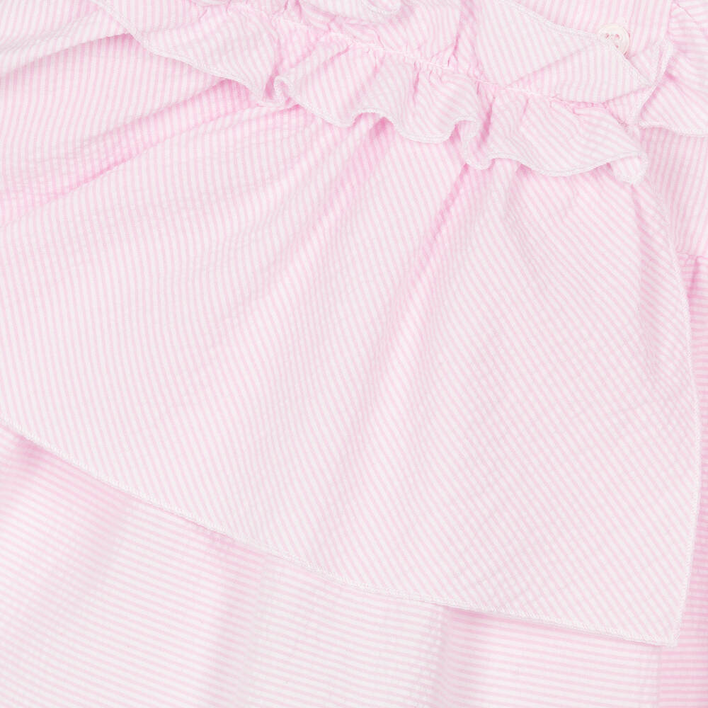 Balloon Chic-Girls Pink Striped Seersucker Dress | Childrensalon Outlet