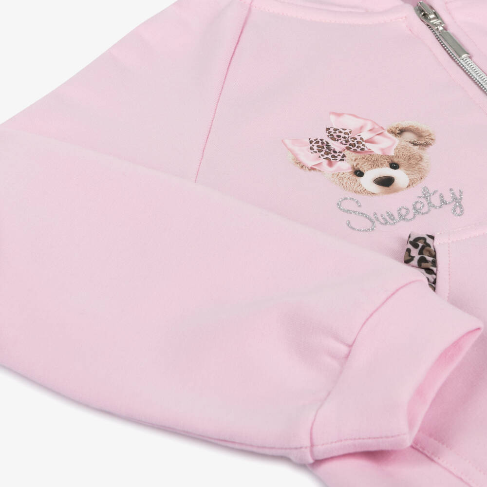 Balloon Chic-بدلة رياضية تيدي قطن لون زهري للبنات | Childrensalon Outlet