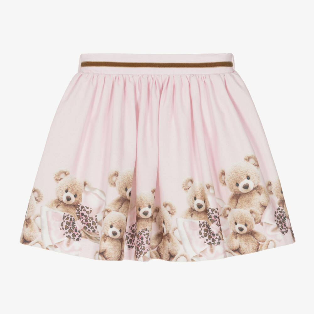 Balloon Chic-Girls Pink Teddy Print Skirt | Childrensalon Outlet