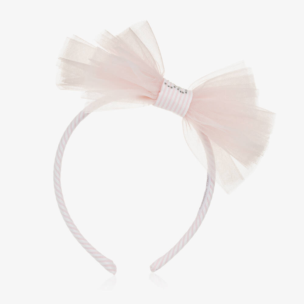 Balloon Chic-Girls Pink Tulle Bow Hairband | Childrensalon Outlet