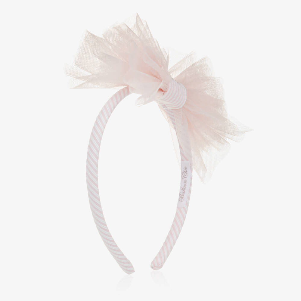 Balloon Chic-Girls Pink Tulle Bow Hairband | Childrensalon Outlet