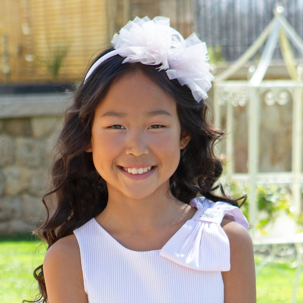 Balloon Chic-Girls Pink Tulle Bow Hairband | Childrensalon Outlet