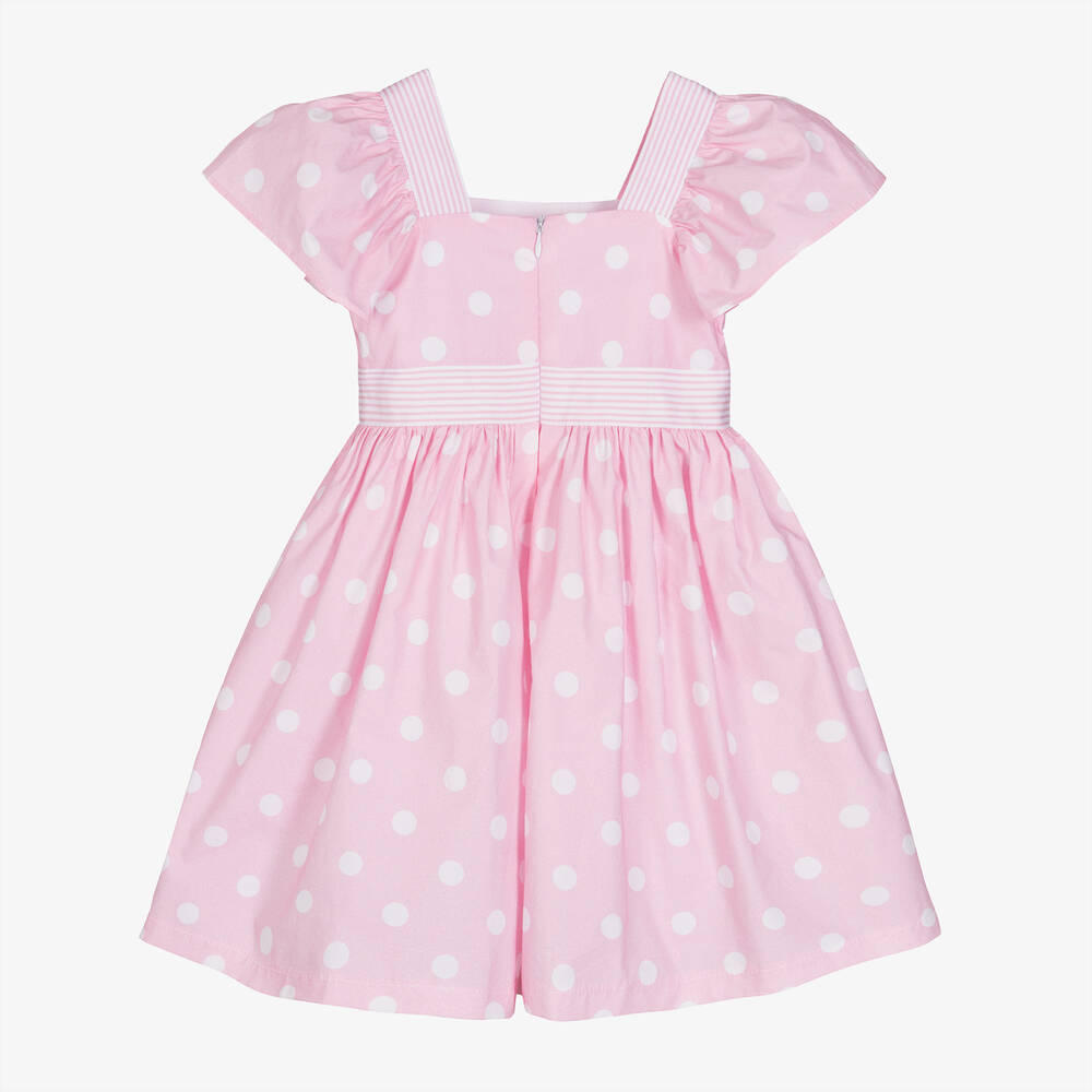 Balloon Chic-Girls Pink & White Cotton Dots Dress | Childrensalon Outlet