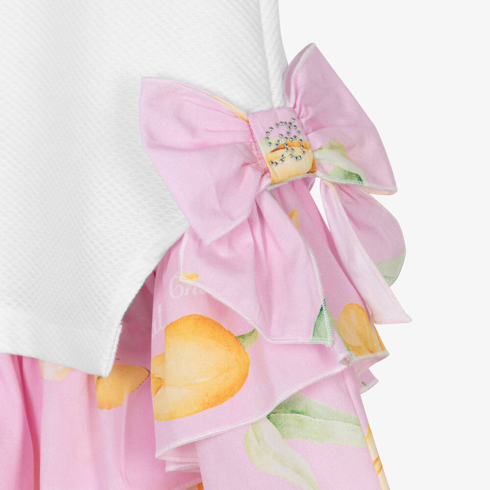 Balloon Chic-Girls Pink & White Cotton Ruffle Dress | Childrensalon Outlet