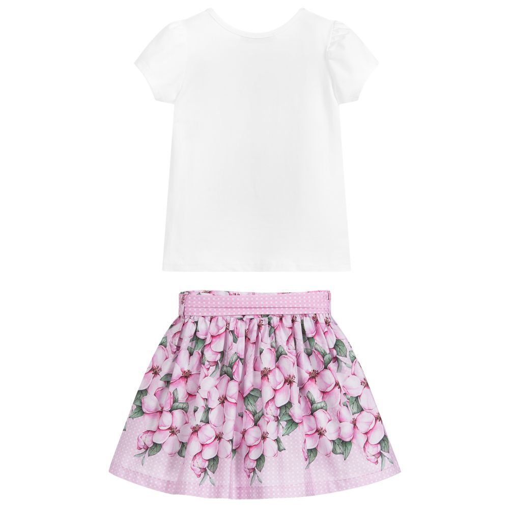 Balloon Chic-Girls Pink & White Skirt Set | Childrensalon Outlet