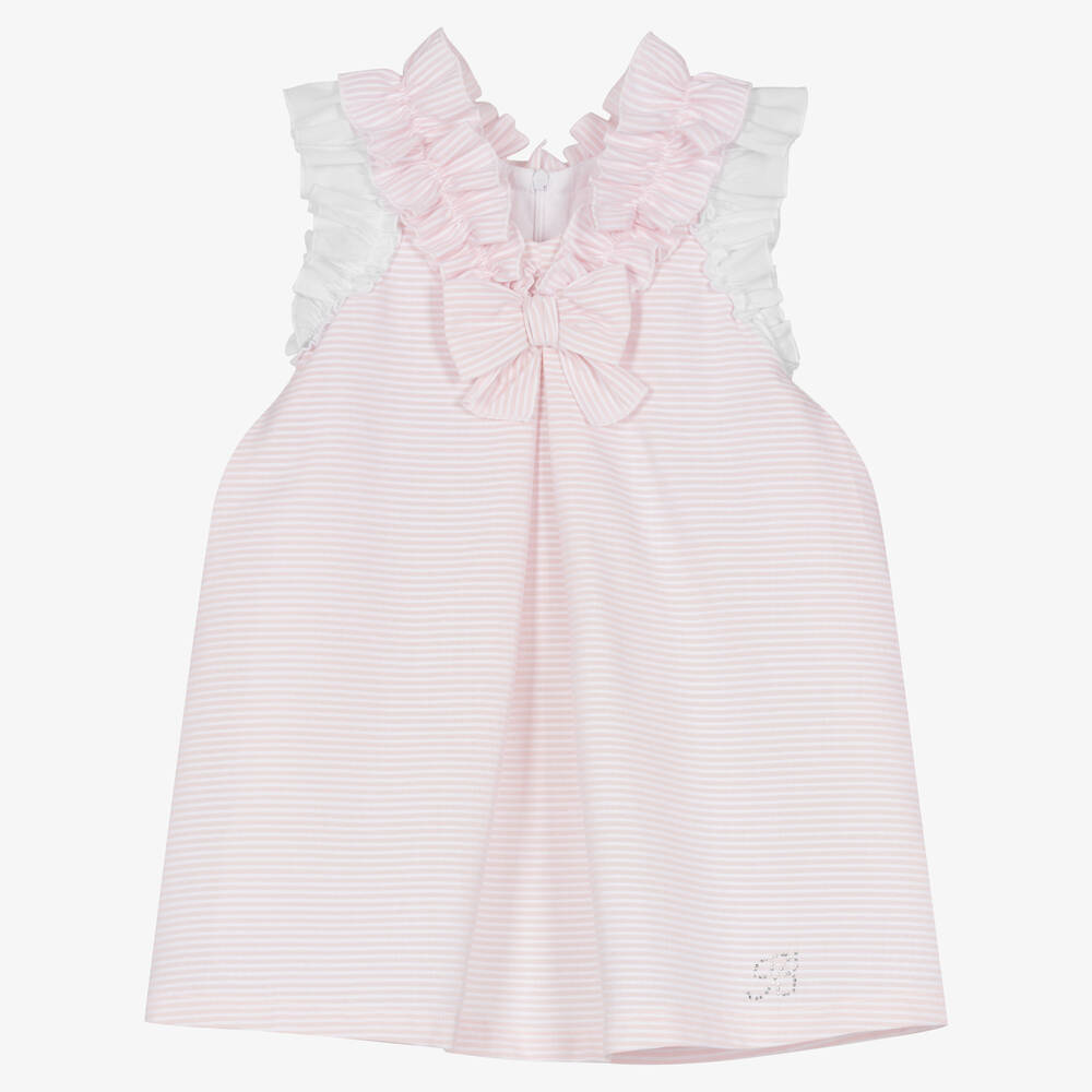 Balloon Chic - Robe rose et blanche rayée en coton | Childrensalon