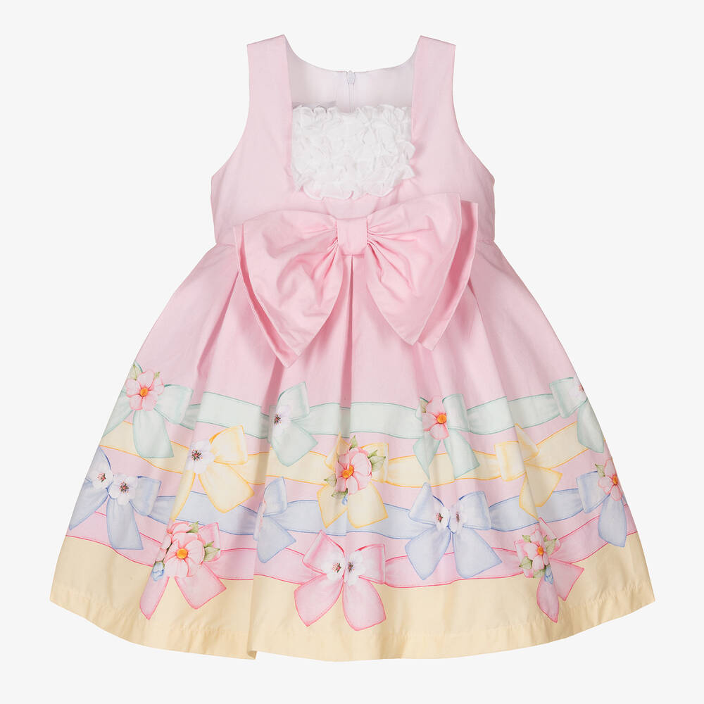 Balloon Chic - Baumwollpopelin-Kleid in Rosa-Gelb | Childrensalon