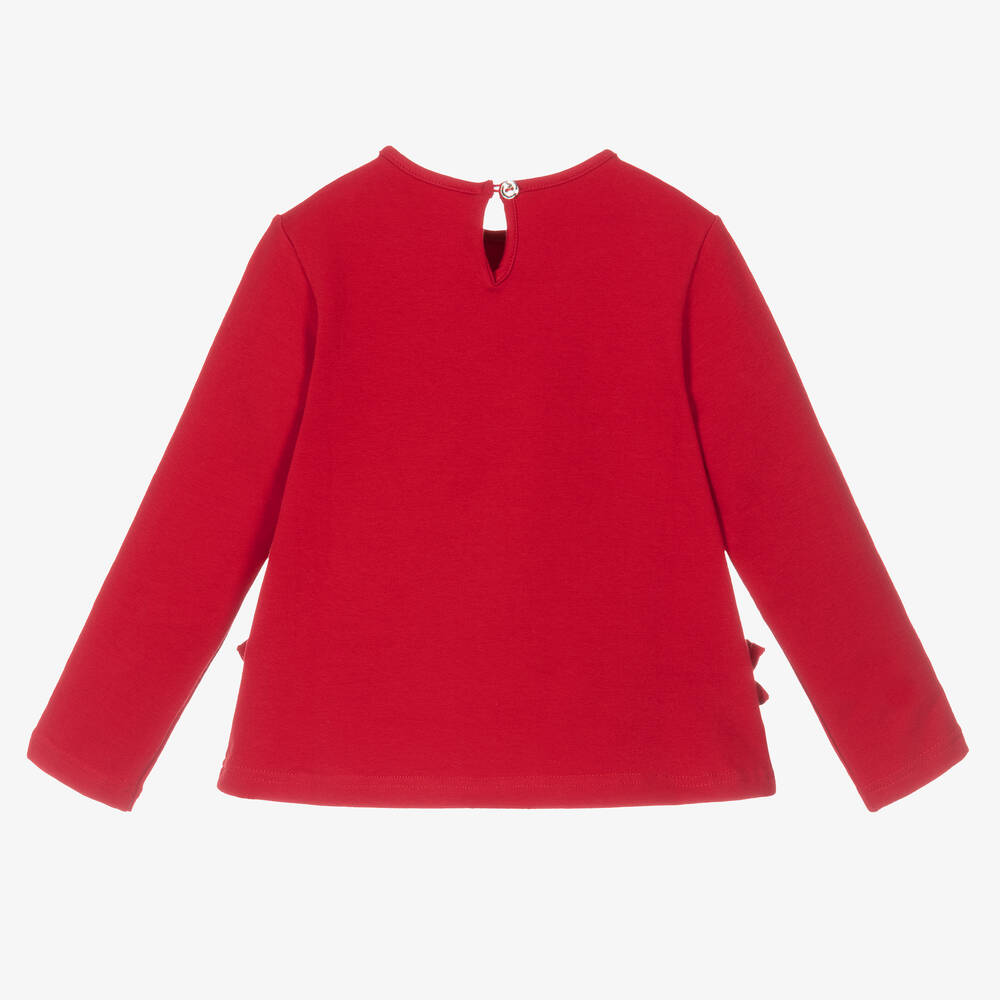 Balloon Chic-Girls Red Cotton & Tulle Teddy Bear Top | Childrensalon Outlet