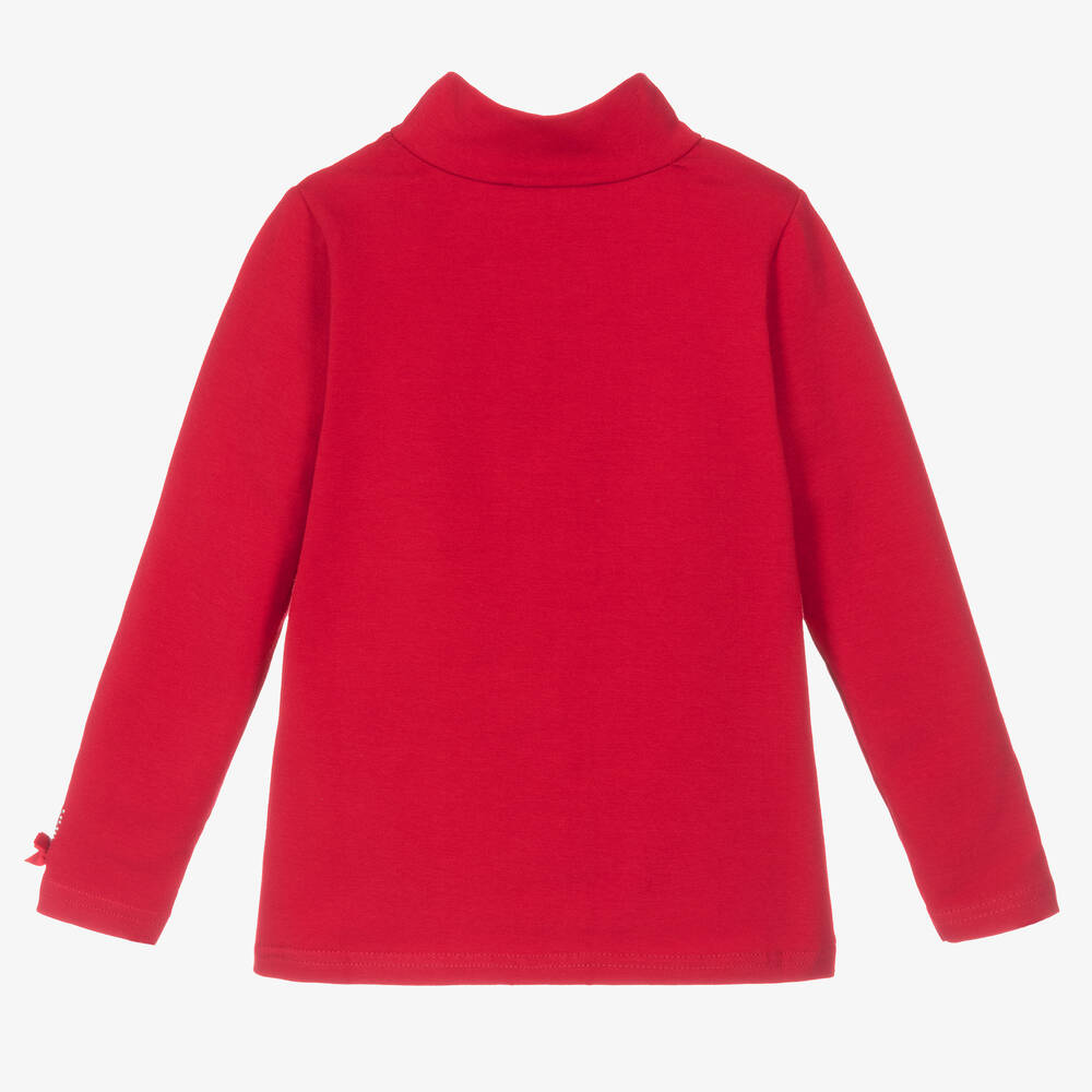 Balloon Chic Girls Red Cotton Turtleneck Top