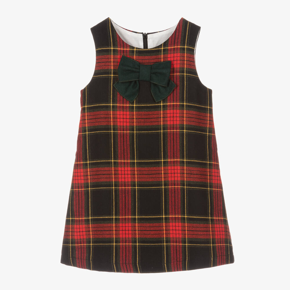 Balloon Chic - Girls Red Cotton & Wool Tartan Dress | Childrensalon