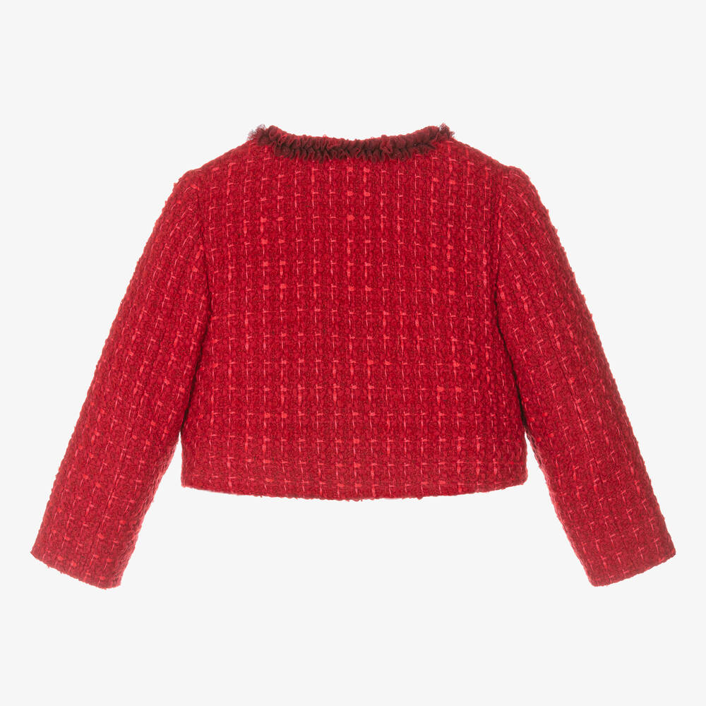 Balloon Chic-Girls Red Cropped Tweed Jacket | Childrensalon Outlet