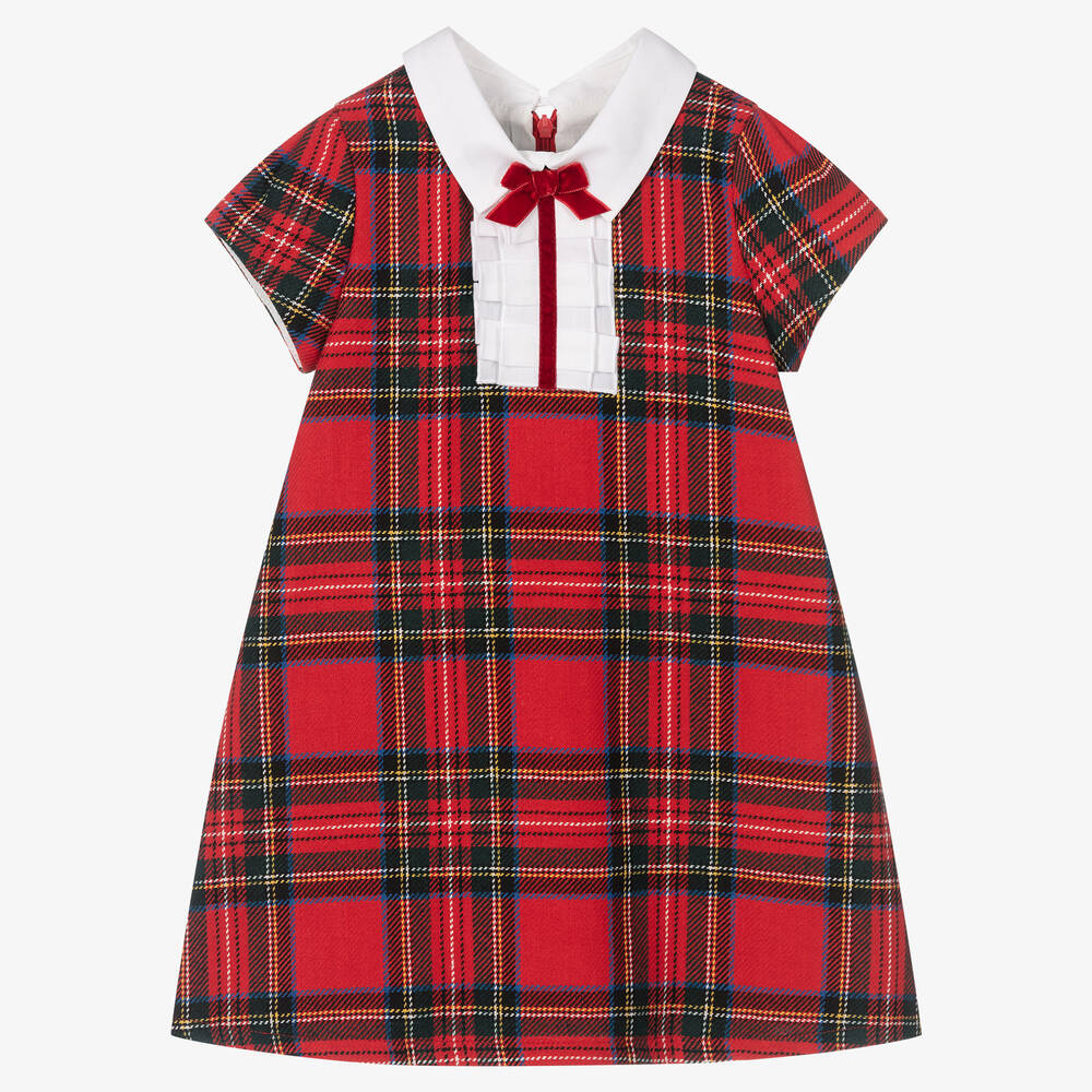 Balloon Chic - Girls Red & Green Tartan Dress | Childrensalon