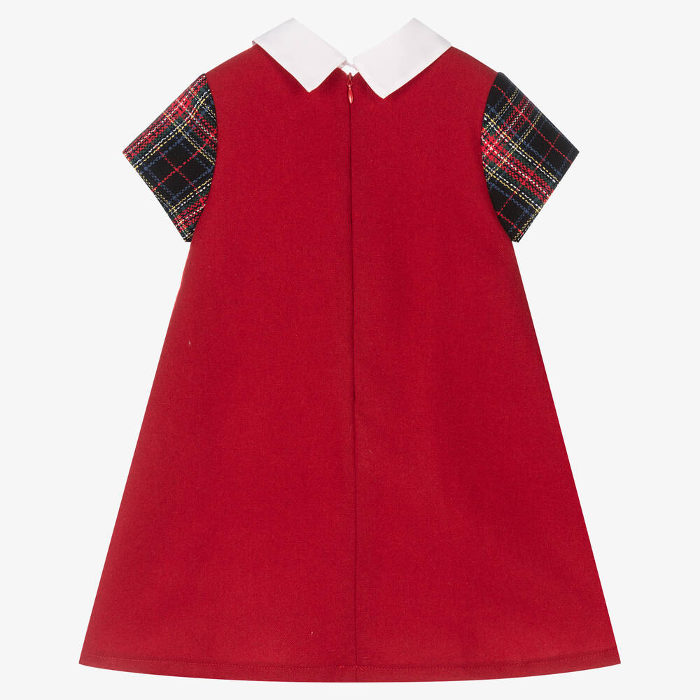 Balloon Chic-Girls Red Tartan Flower Dress | Childrensalon Outlet