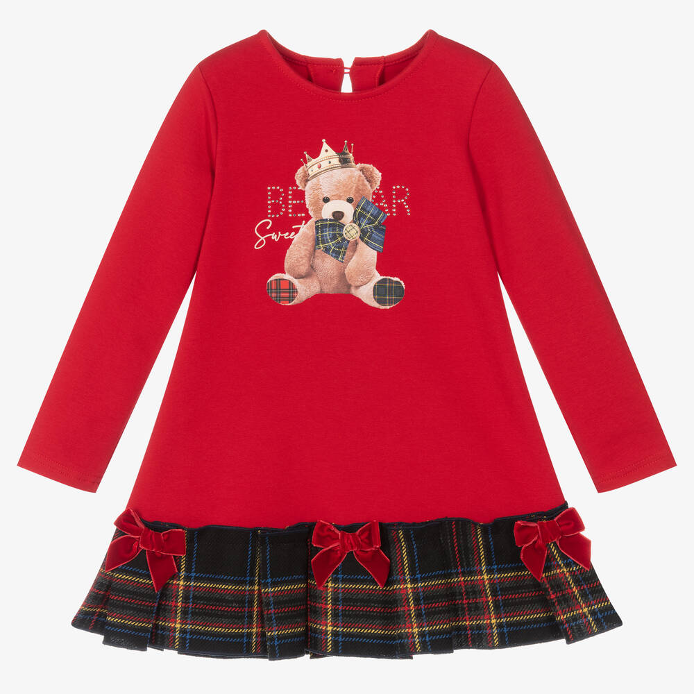 Balloon Chic - Robe tartan rouge jersey Fille | Childrensalon
