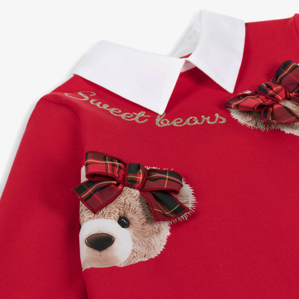 Balloon Chic-توب تيدي بير قطن لون أحمر للبنات | Childrensalon Outlet