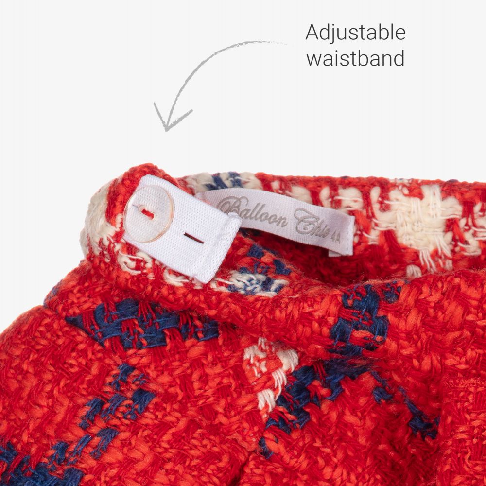 بالون شيك-تنورة تويد كاروهات لون أحمر وأزرق وعاجي | Childrensalon Outlet