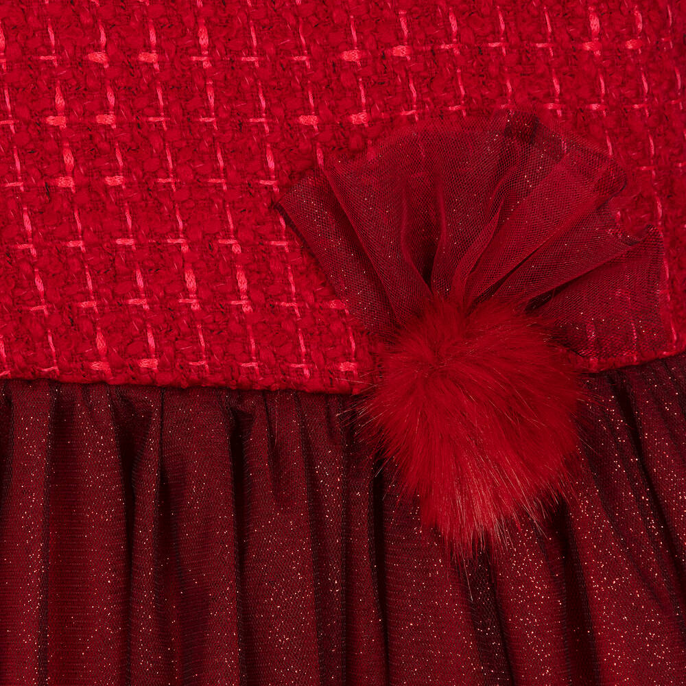 Balloon Chic-Girls Red Tweed & Tulle Dress | Childrensalon Outlet
