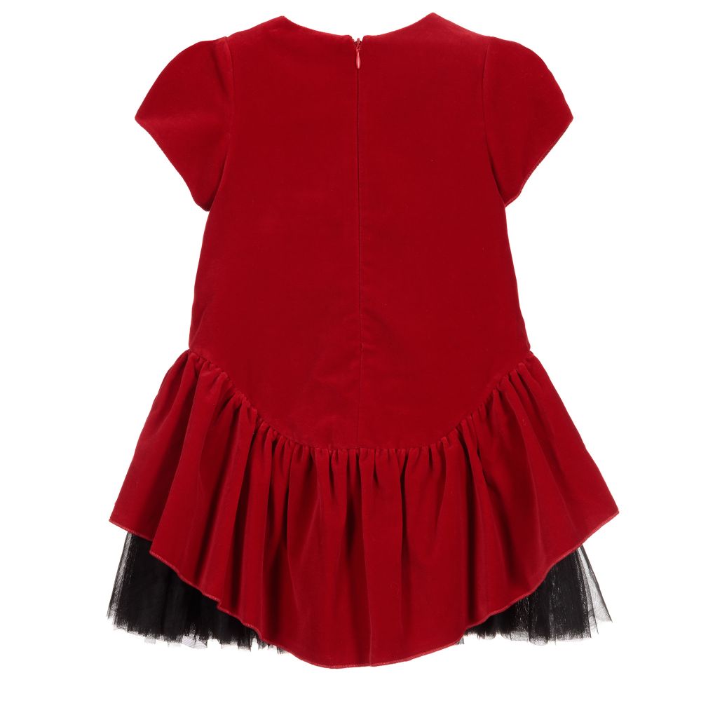 Balloon Chic-Girls Red Velvet Dress | Childrensalon Outlet