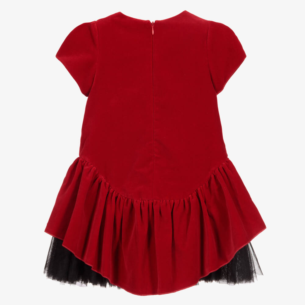 Balloon Chic-Girls Red Velvet Dress | Childrensalon Outlet