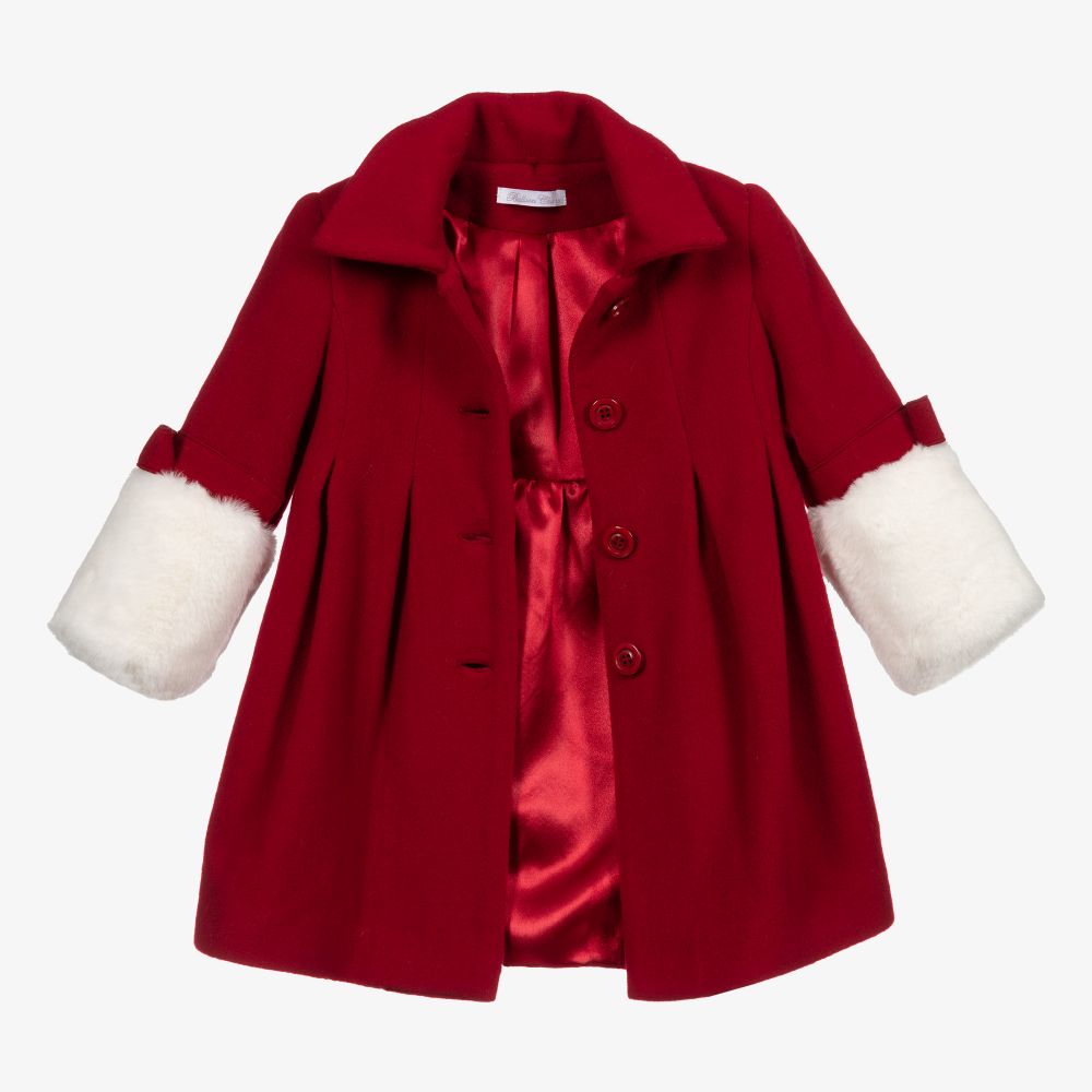 Balloon Chic-Girls Red Wool Coat | Childrensalon Outlet