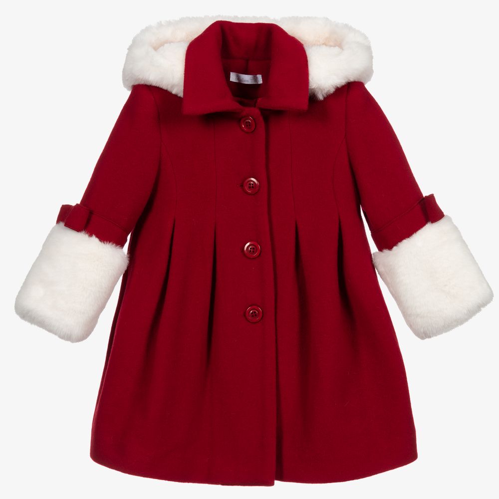 Balloon Chic - Girls Red Wool Coat | Childrensalon