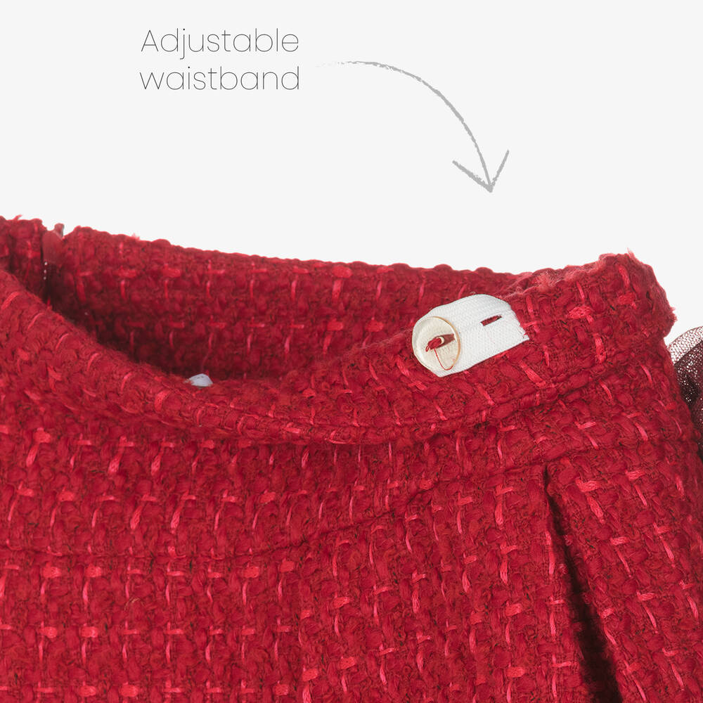 Balloon Chic-تنورة مزيج صوف تويد لون أحمر | Childrensalon Outlet