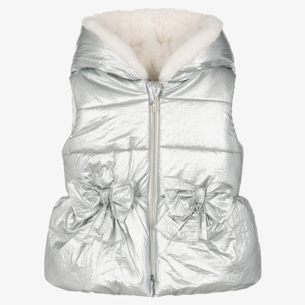 Balloon Chic - Girls Silver Padded Gilet | Childrensalon