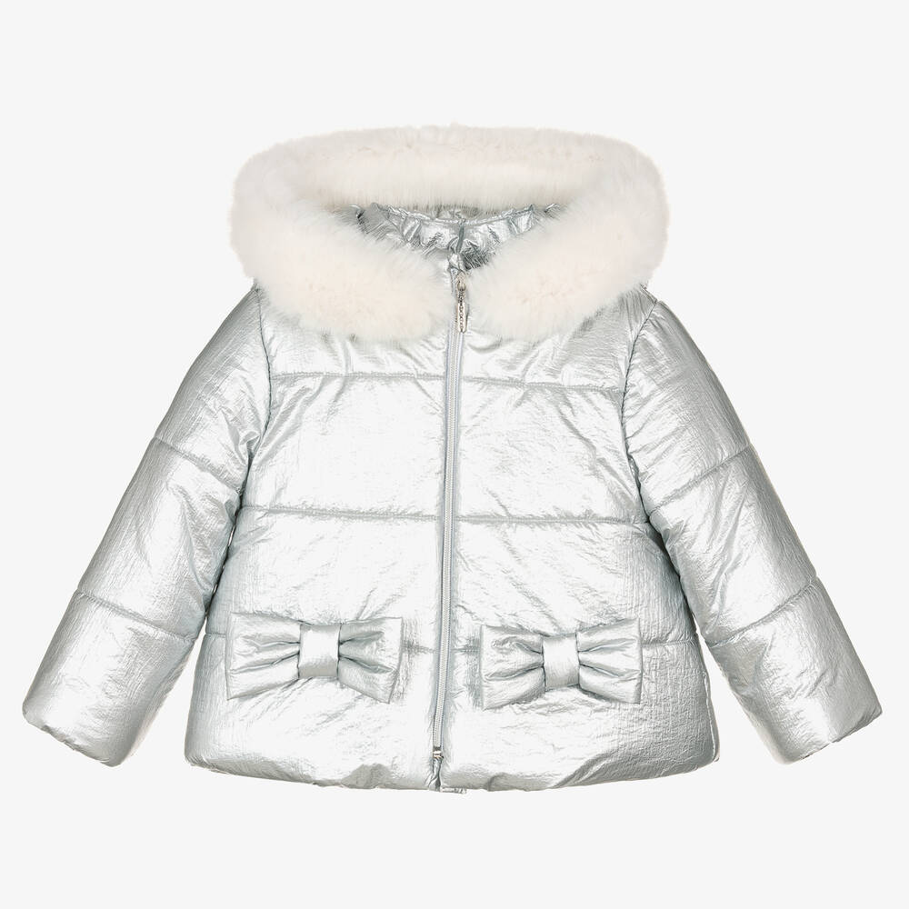 Balloon Chic - Girls Silver Padded Jacket | Childrensalon