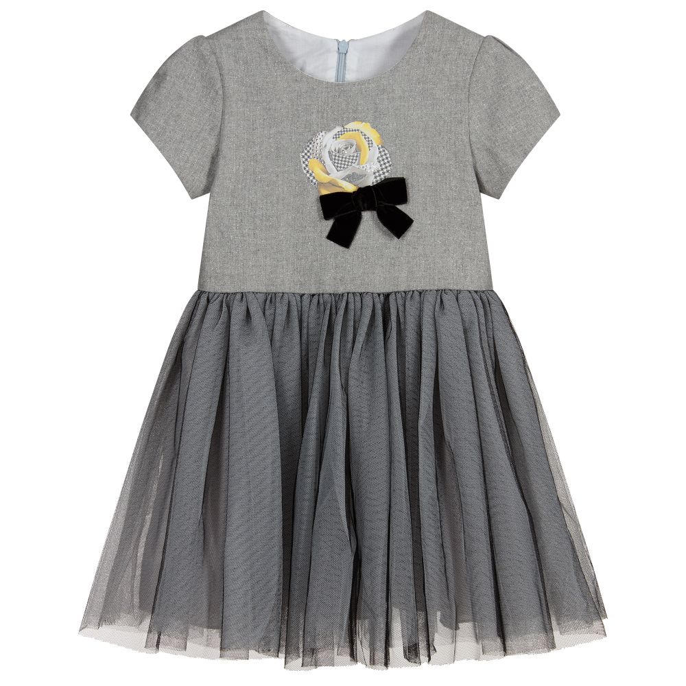 Balloon Chic-Girls Sparkly Grey Tulle Dress | Childrensalon Outlet