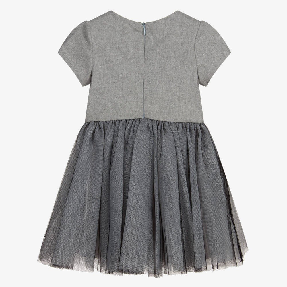 Balloon Chic-Girls Sparkly Grey Tulle Dress | Childrensalon Outlet