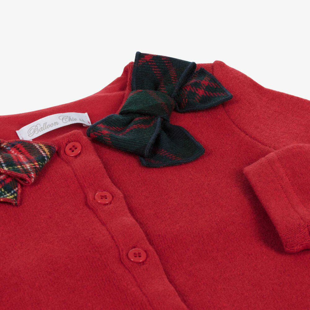 Balloon Chic-Girls Tartan Bow Knit Cardigan | Childrensalon Outlet