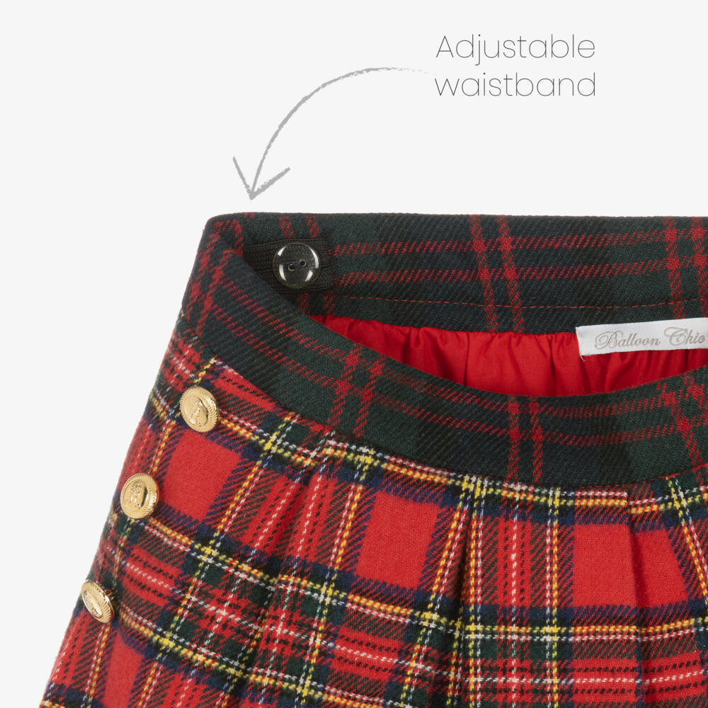 Balloon Chic-Girls Tartan Red Pleated Skirt | Childrensalon Outlet