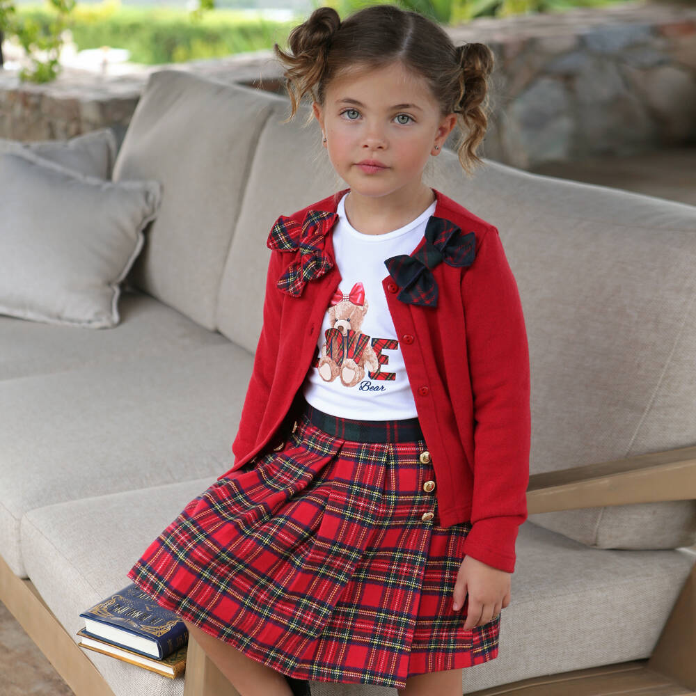 Balloon Chic-Girls Tartan Red Pleated Skirt | Childrensalon Outlet