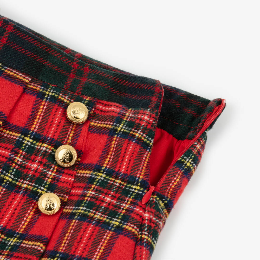 Balloon Chic-Girls Tartan Red Pleated Skirt | Childrensalon Outlet