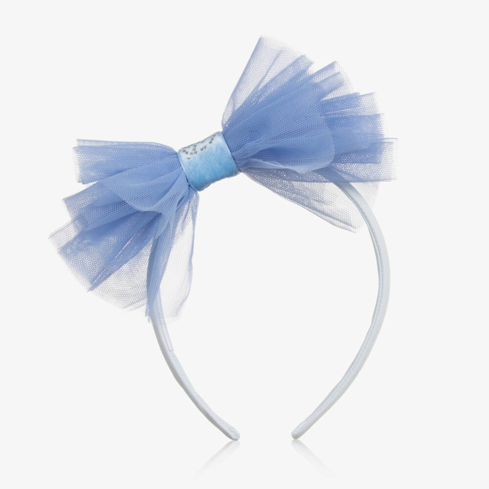 Balloon Chic-Girls Tulle Bow Hairband in Blue | Childrensalon Outlet